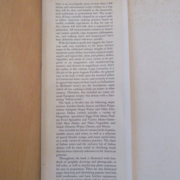 GREAT ITALIAN COOKING Luigi Carnacina (HC 1965) Instruction, Dictionary, Recipes - Picture 3 of 11